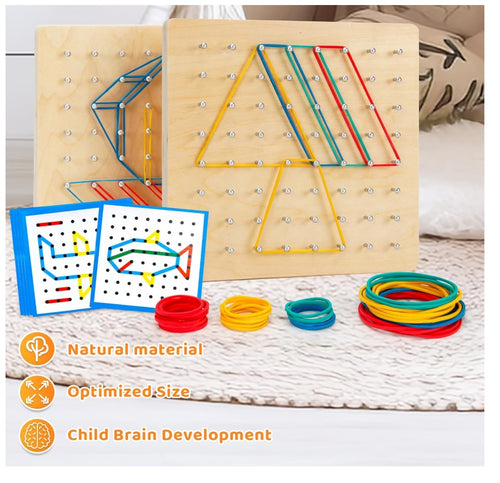 2Pack Wooden Geo board, Montessori Toy, Graphical Mathematical Education