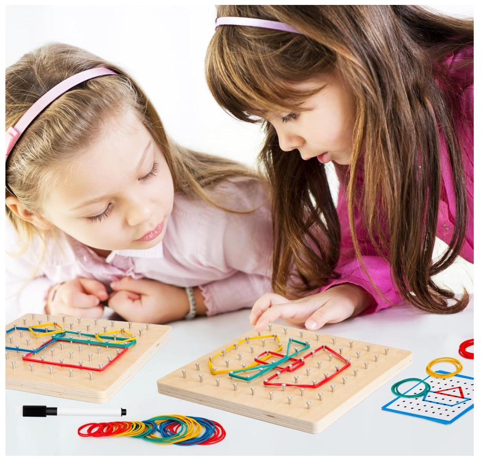2Pack Wooden Geo board, Montessori Toy, Graphical Mathematical Education