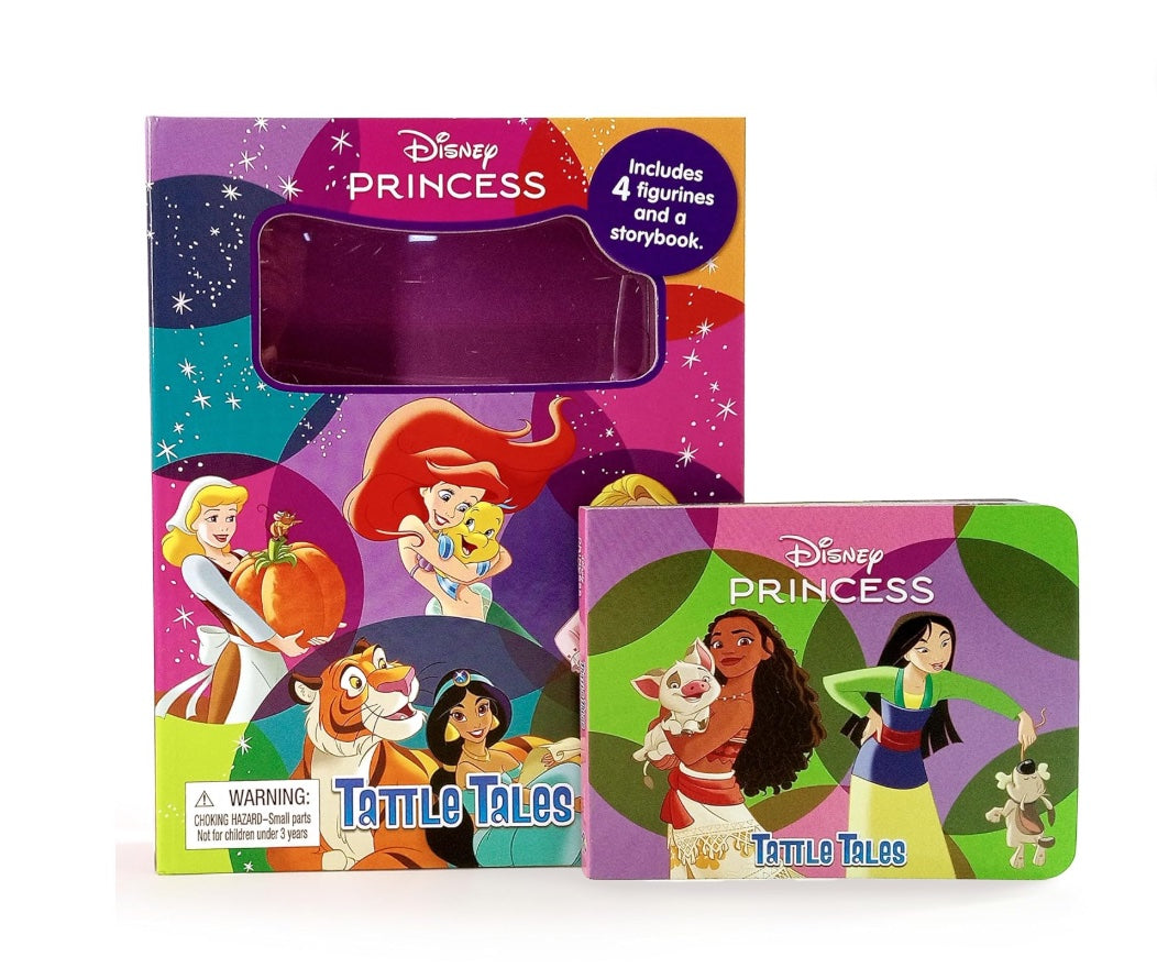 Disney Princess Tattle Tales - Activity Books for kids, 12-page storybook, 4 figurines