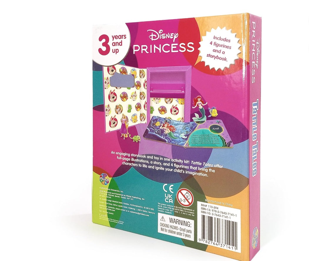 Disney Princess Tattle Tales - Activity Books for kids, 12-page storybook, 4 figurines