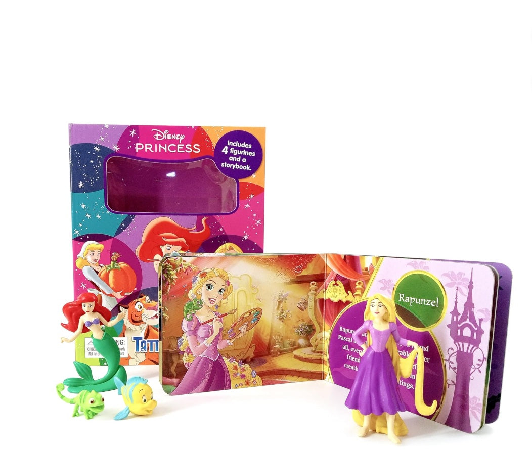 Disney Princess Tattle Tales - Activity Books for kids, 12-page storybook, 4 figurines