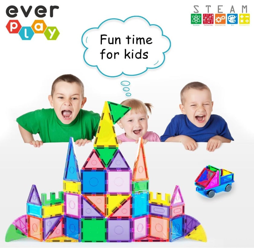 Magnetic Tiles STEAM Building Set (66 PCS) – Creative Learning Toy with Car