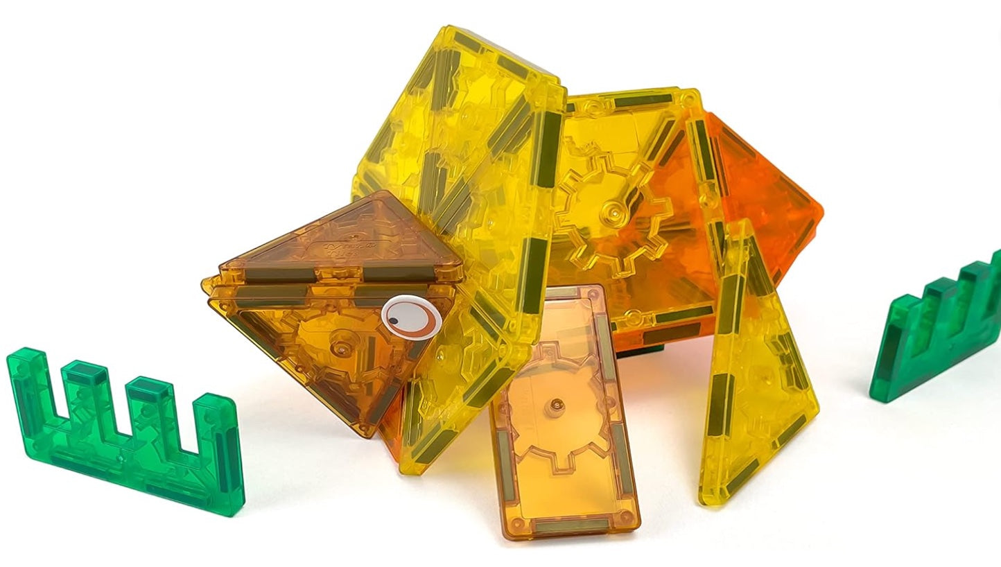 Magnetic Dinosaur Building Set – 60 PCS STEAM Learning Tiles (BPA Free)