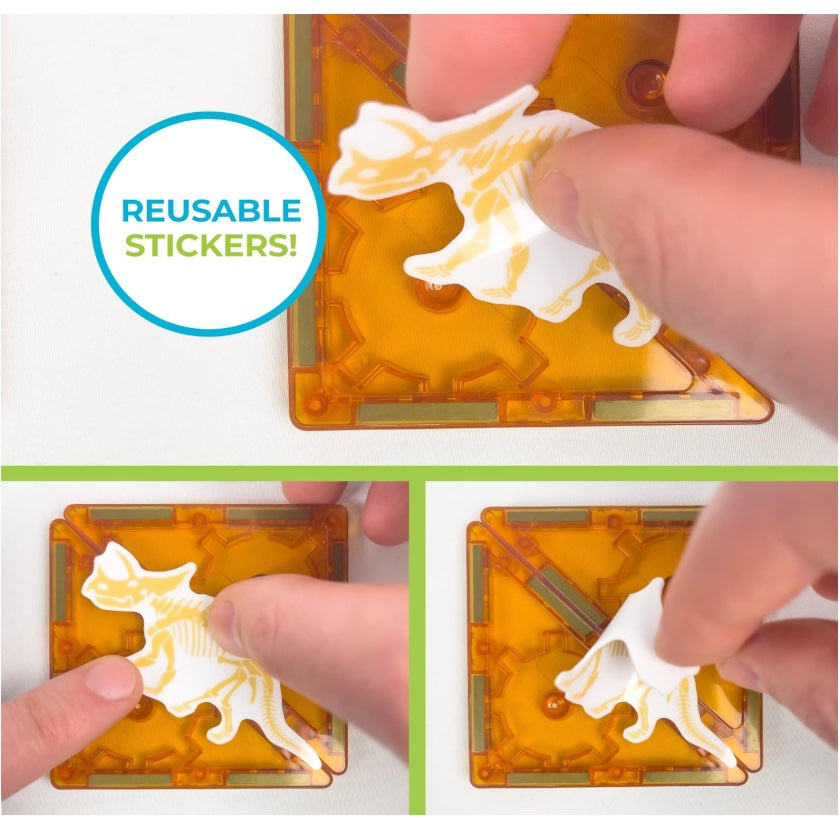Magnetic Dinosaur Building Set – 60 PCS STEAM Learning Tiles (BPA Free)