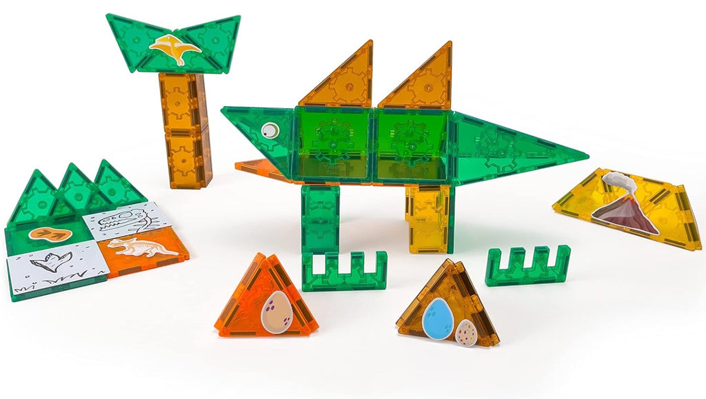 Magnetic Dinosaur Building Set – 60 PCS STEAM Learning Tiles (BPA Free)