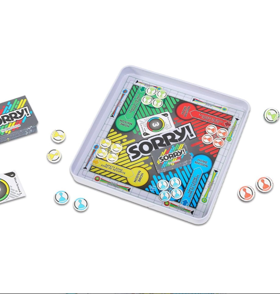 Hasbro Gaming Magnetic Game Travel Set for Kids - Bundle with 4 Travel Games in Tin Featuring Connect 4, Sorry, Trouble, Guess Who Plus Stickers | Travel Games for Kids 8-12