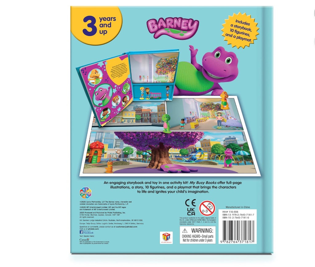 Mattel Barney My Busy Books - Storybook, 10 figurines, playmat