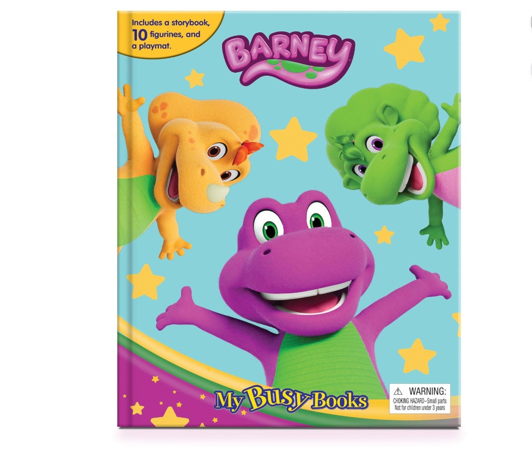 Mattel Barney My Busy Books - Storybook, 10 figurines, playmat