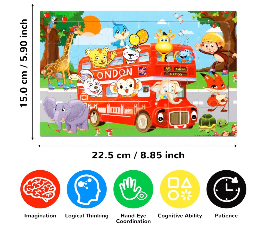 Puzzles for Kids, 14 Pack Wooden Jigsaw Puzzles 30 Pieces Preschool Educational Learning